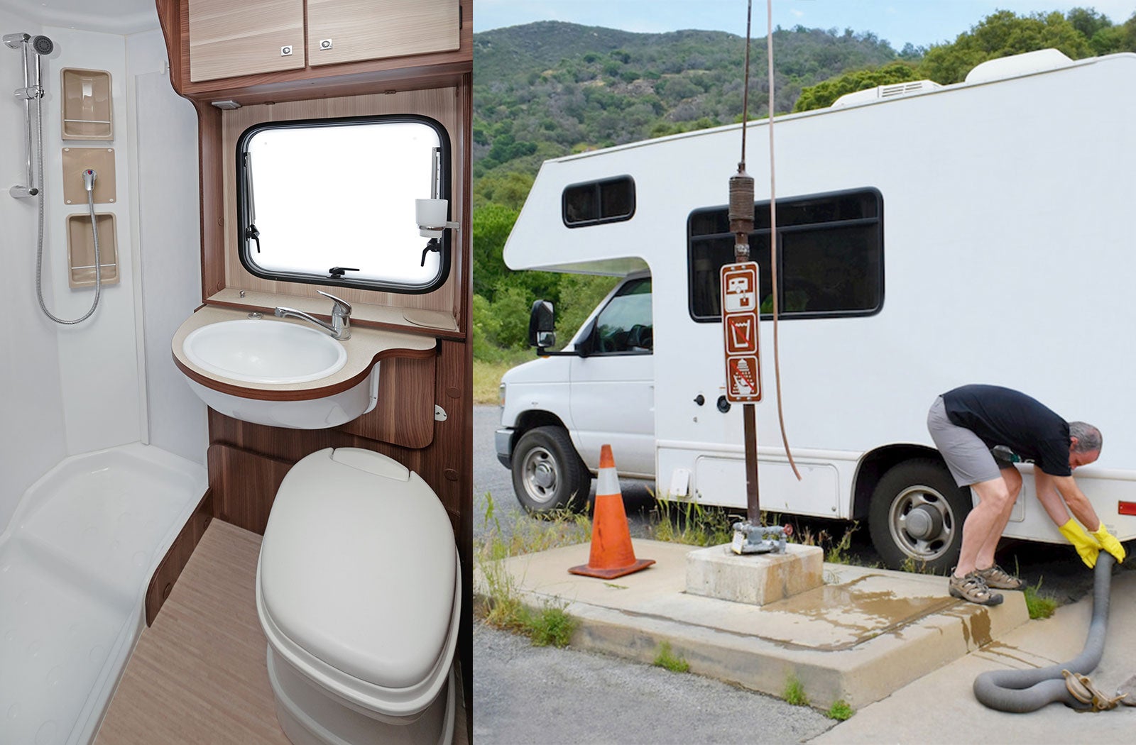 Portable RV/camper toilet and holding tank setup in Marion, Illinois