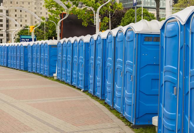Seasonal porta potty units set up at a Marion, Illinois venue